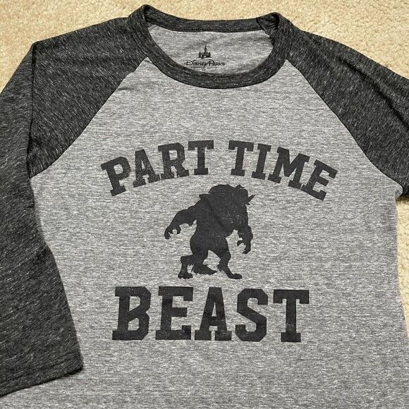 Disney Parks Adult M "Part Time Beast" 3/4 Sleeve Baseball T-Shirt Raglan Tee - Picture 2 of 8